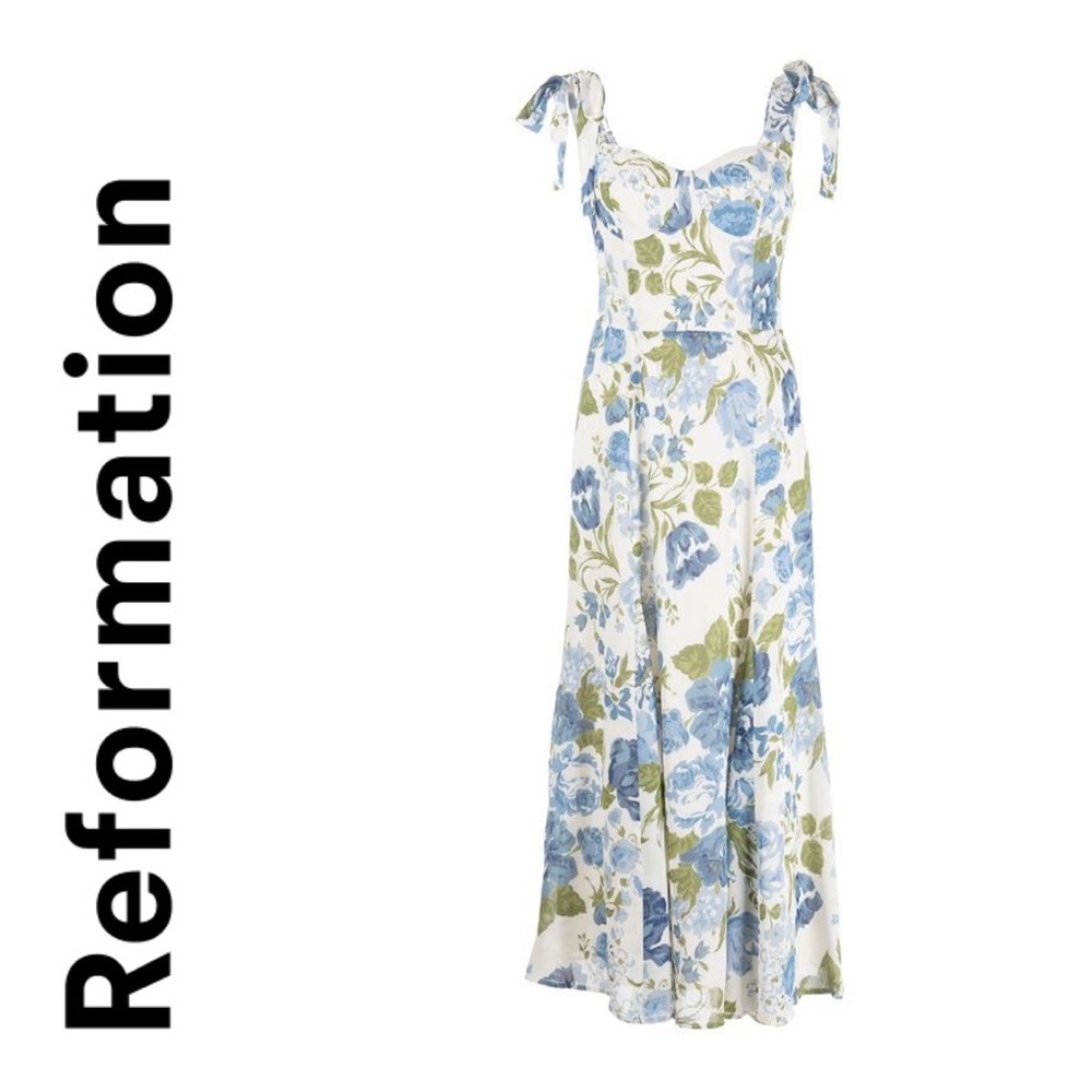 NWT REFORMATION Nadia floral-print midi dress Size 2P - Picture 6 of 12